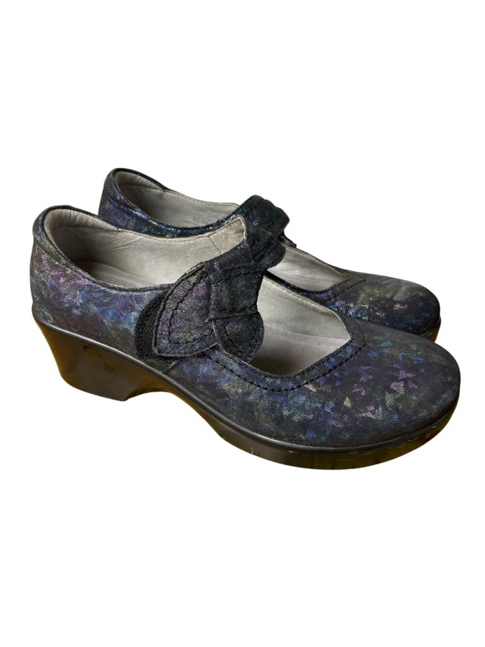 Alegria Dayna Metallic Iridescent Mary Jane Shoes Sz 38 (EU) Comfort Blue